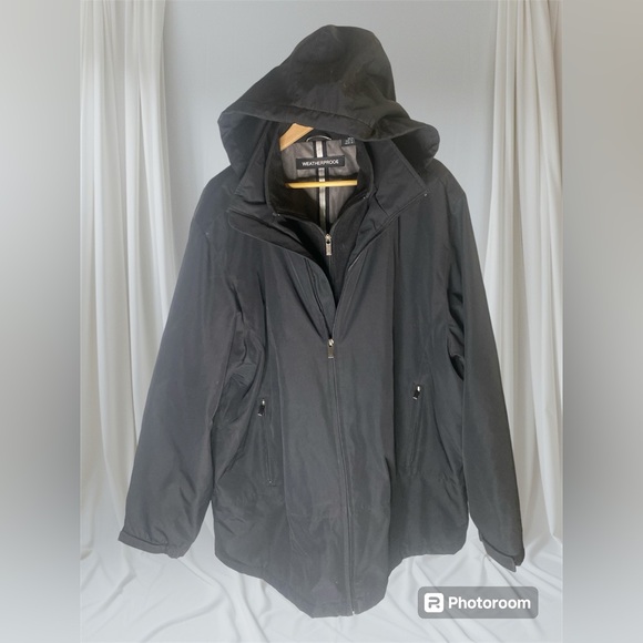 WEATHERPROOF Men Outerwear Stretch Tech XXL BLK EUC Utility Water Resistant.